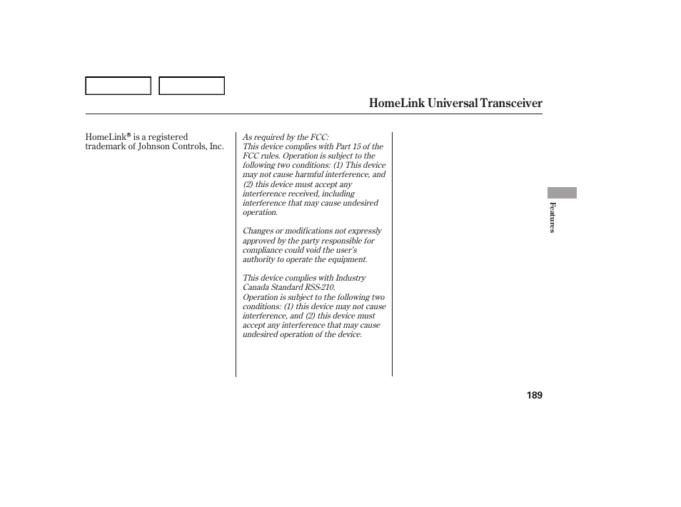 Homelink universal transceiver | Acura 2007 TL - Owner's Manual User Manual | Page 192 / 369