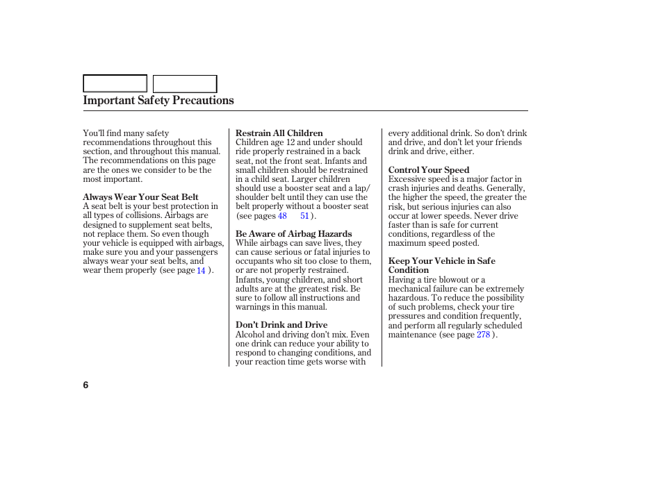 Important safety precautions | Acura 2007 TL - Owner's Manual User Manual | Page 9 / 369