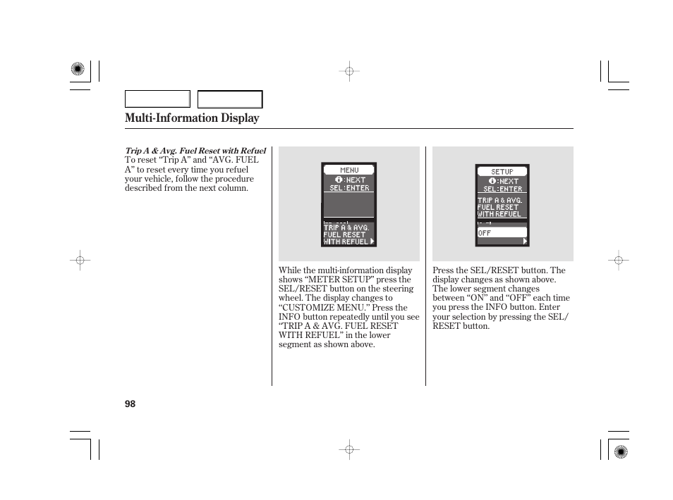 Multi-information display | Acura 2007 TSX - Owner's Manual User Manual | Page 101 / 379