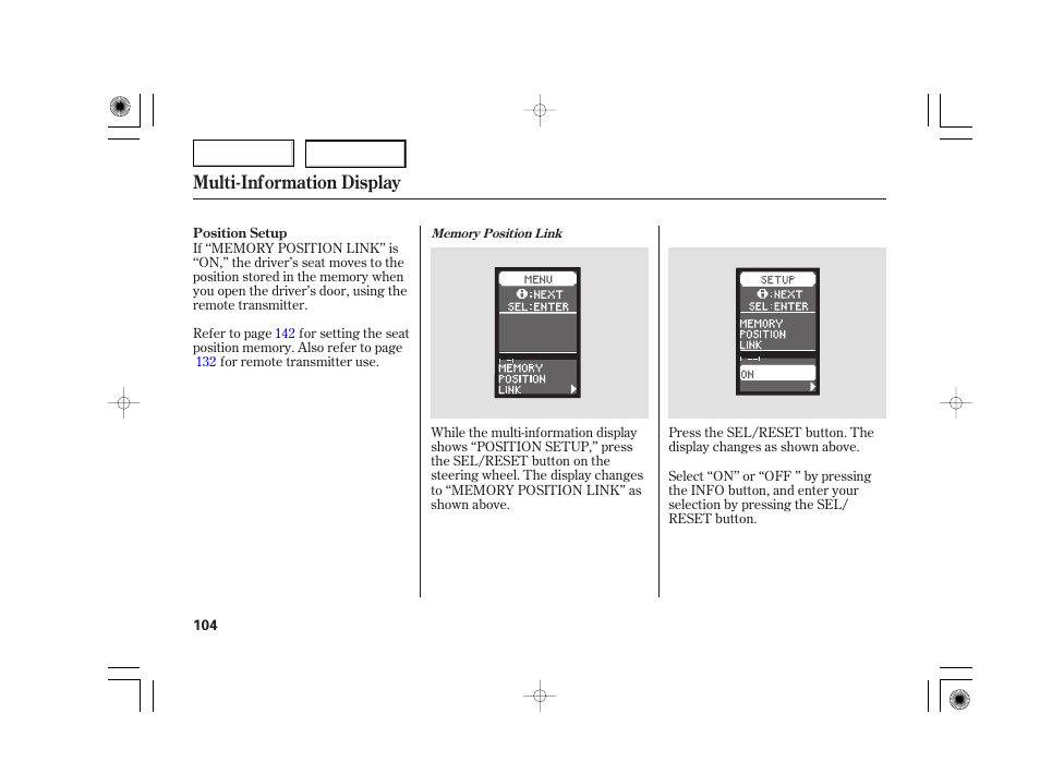 Multi-information display | Acura 2007 TSX - Owner's Manual User Manual | Page 107 / 379