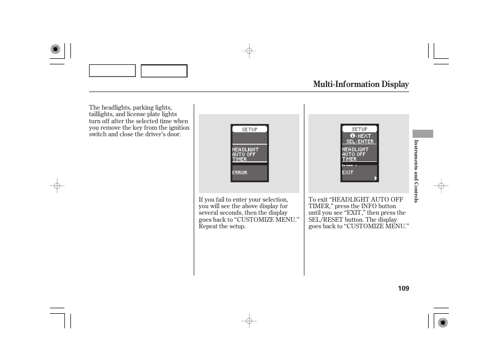 Multi-information display | Acura 2007 TSX - Owner's Manual User Manual | Page 112 / 379