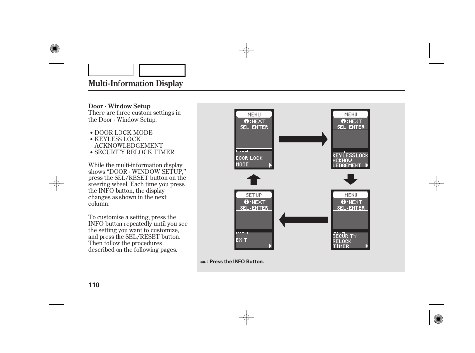 Multi-information display | Acura 2007 TSX - Owner's Manual User Manual | Page 113 / 379