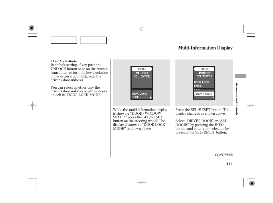 Multi-information display | Acura 2007 TSX - Owner's Manual User Manual | Page 114 / 379