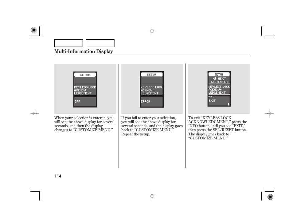 Multi-information display | Acura 2007 TSX - Owner's Manual User Manual | Page 117 / 379