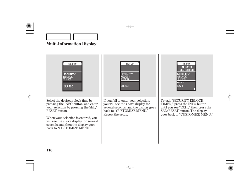 Multi-information display | Acura 2007 TSX - Owner's Manual User Manual | Page 119 / 379