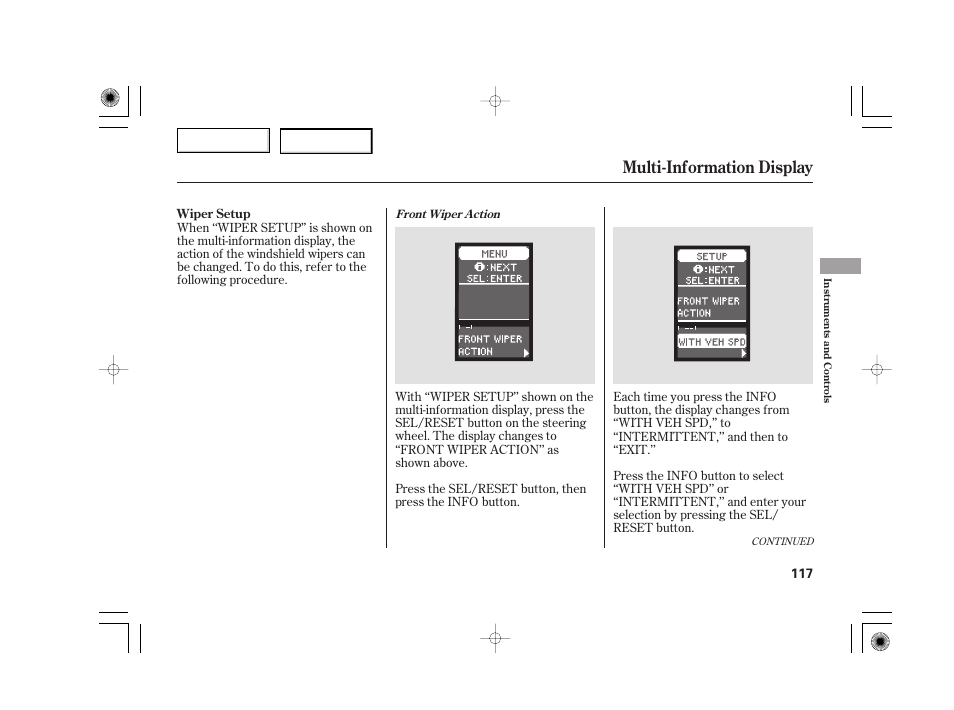 Multi-information display | Acura 2007 TSX - Owner's Manual User Manual | Page 120 / 379