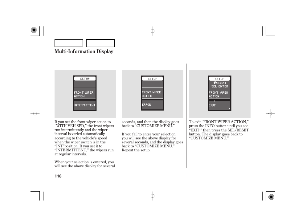 Multi-information display | Acura 2007 TSX - Owner's Manual User Manual | Page 121 / 379