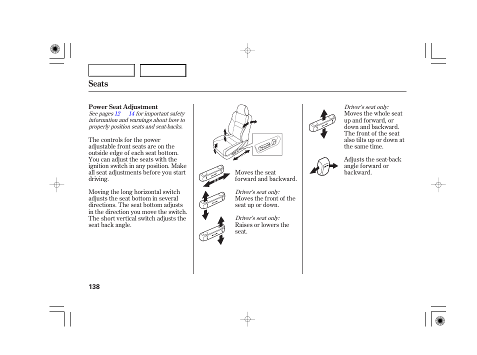 Seats | Acura 2007 TSX - Owner's Manual User Manual | Page 141 / 379