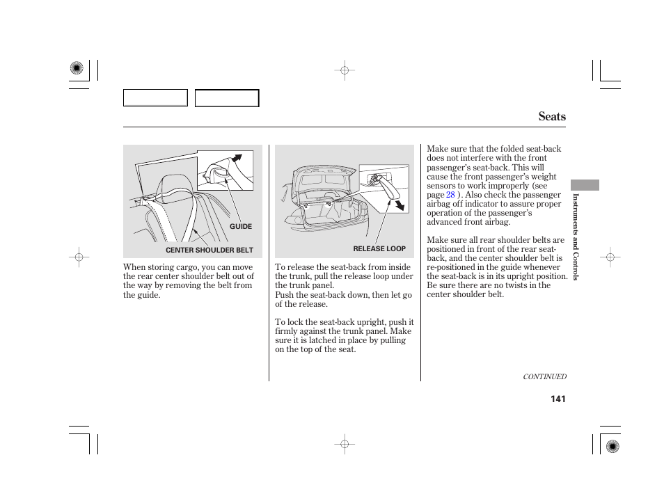 Seats | Acura 2007 TSX - Owner's Manual User Manual | Page 144 / 379