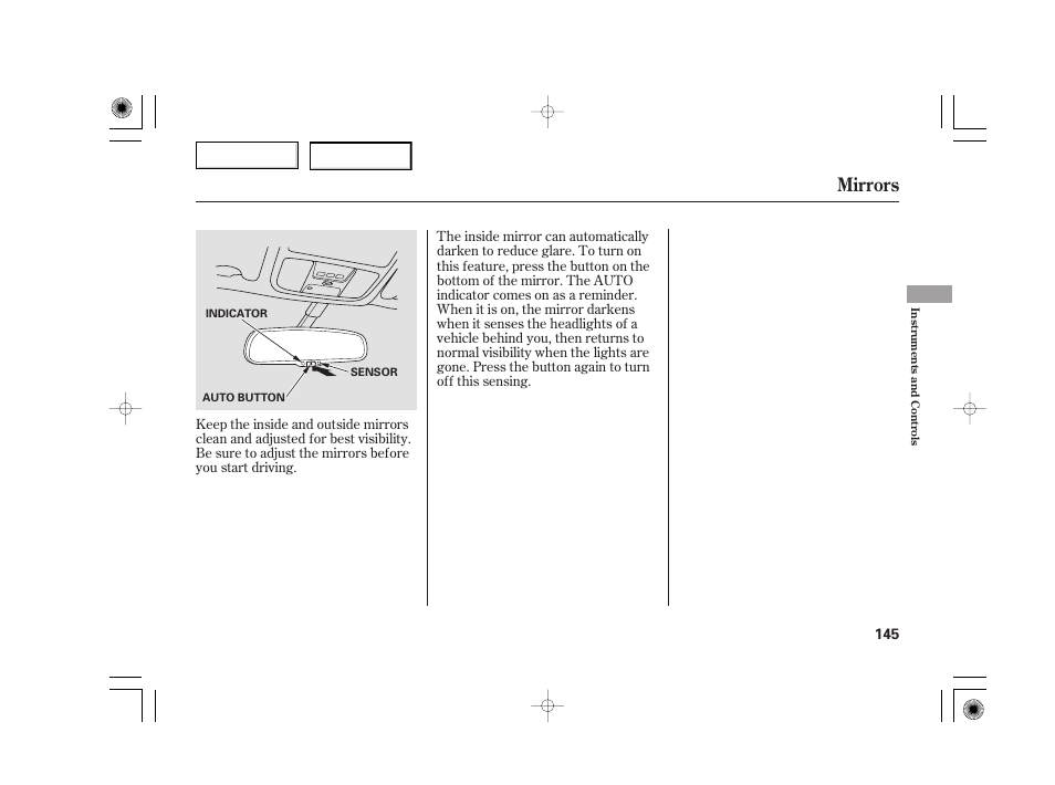 Mirrors | Acura 2007 TSX - Owner's Manual User Manual | Page 148 / 379