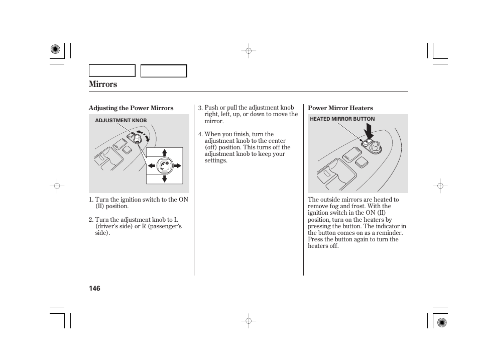 Mirrors | Acura 2007 TSX - Owner's Manual User Manual | Page 149 / 379