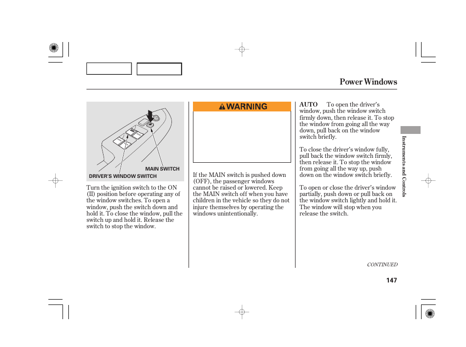 Power windows | Acura 2007 TSX - Owner's Manual User Manual | Page 150 / 379