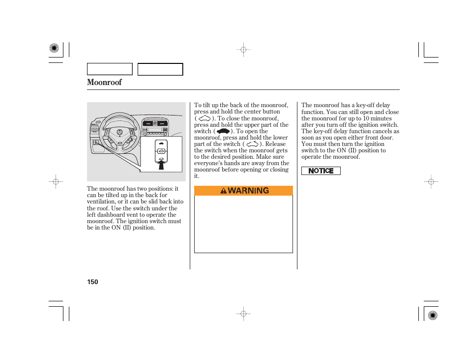 Moonroof | Acura 2007 TSX - Owner's Manual User Manual | Page 153 / 379