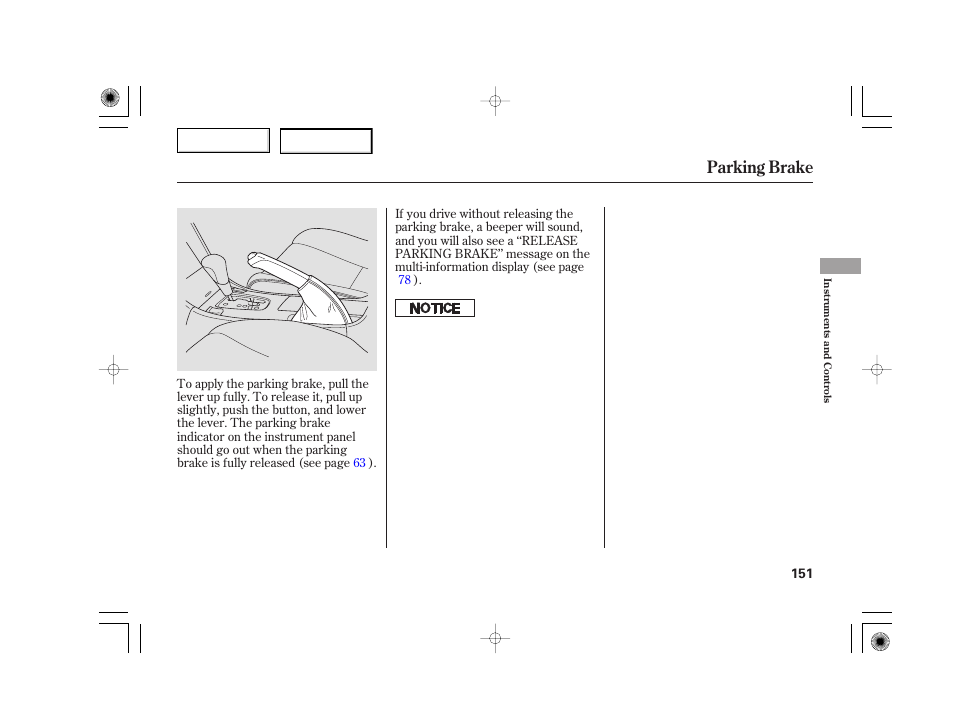 Parking brake | Acura 2007 TSX - Owner's Manual User Manual | Page 154 / 379