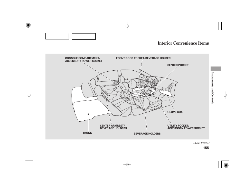 Interior convenience items | Acura 2007 TSX - Owner's Manual User Manual | Page 158 / 379