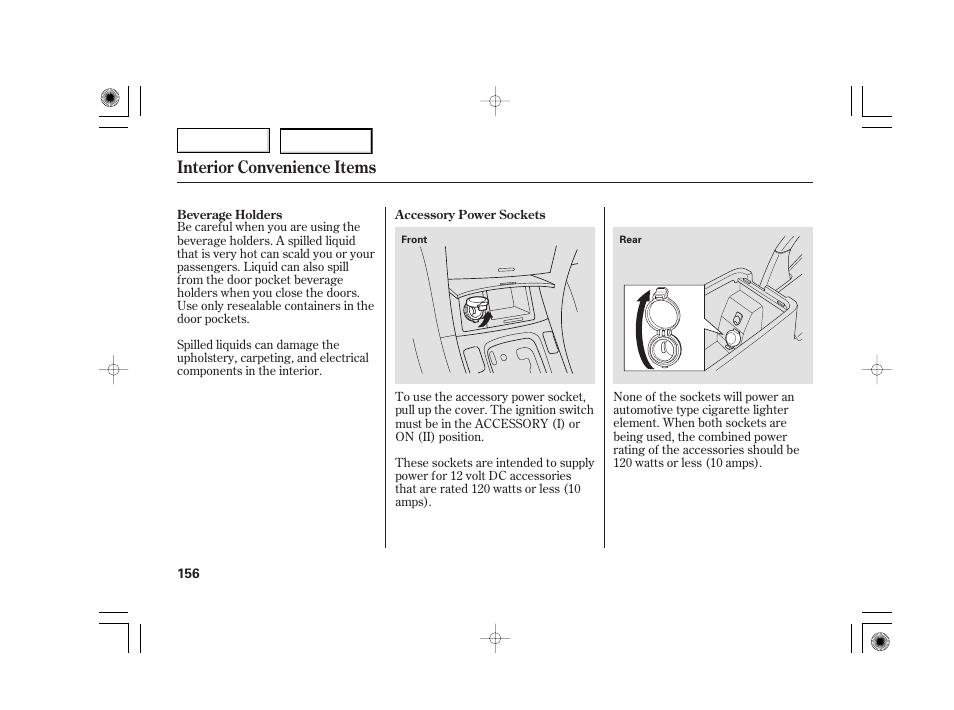 Interior convenience items | Acura 2007 TSX - Owner's Manual User Manual | Page 159 / 379