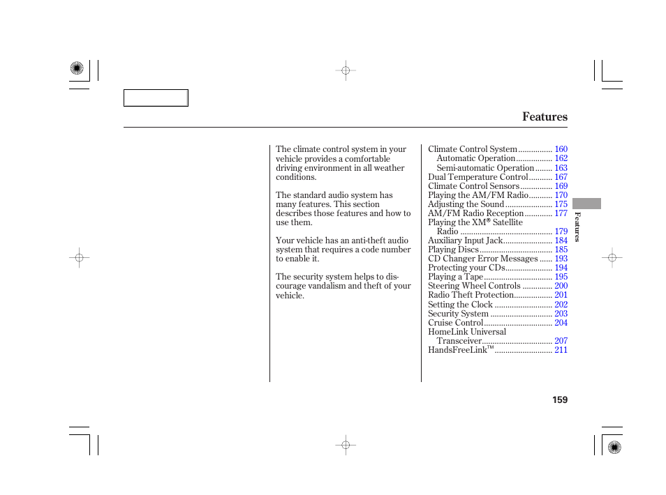 Features | Acura 2007 TSX - Owner's Manual User Manual | Page 162 / 379