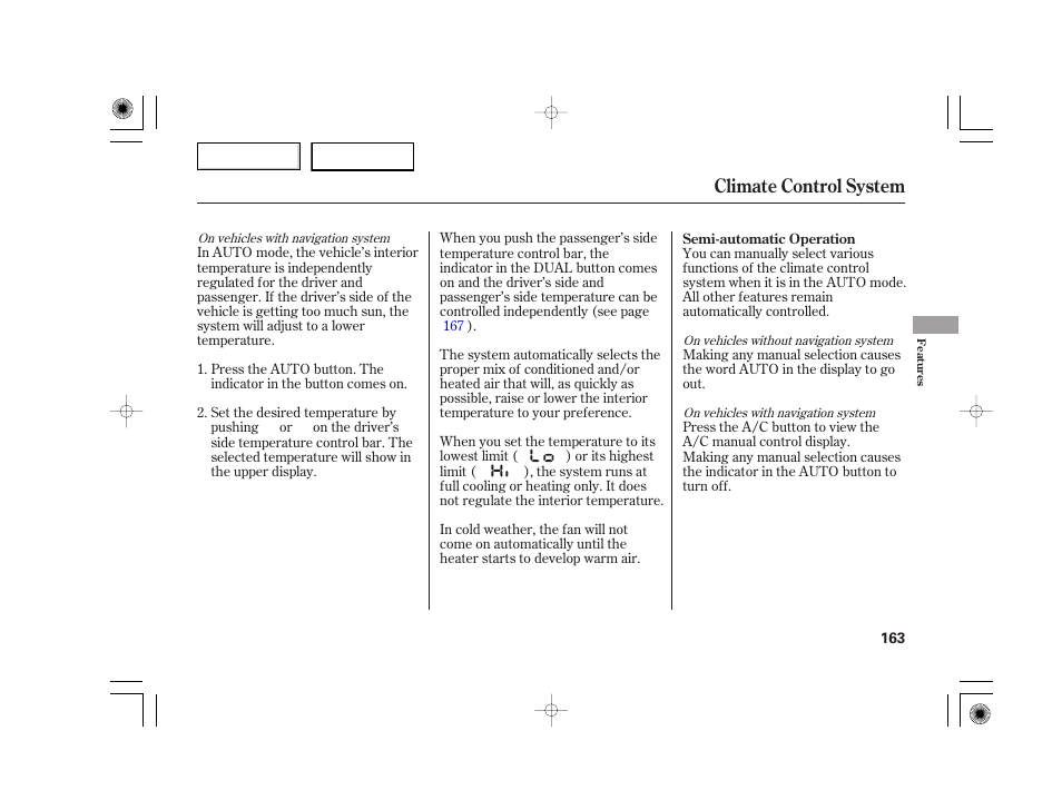 Climate control system | Acura 2007 TSX - Owner's Manual User Manual | Page 166 / 379