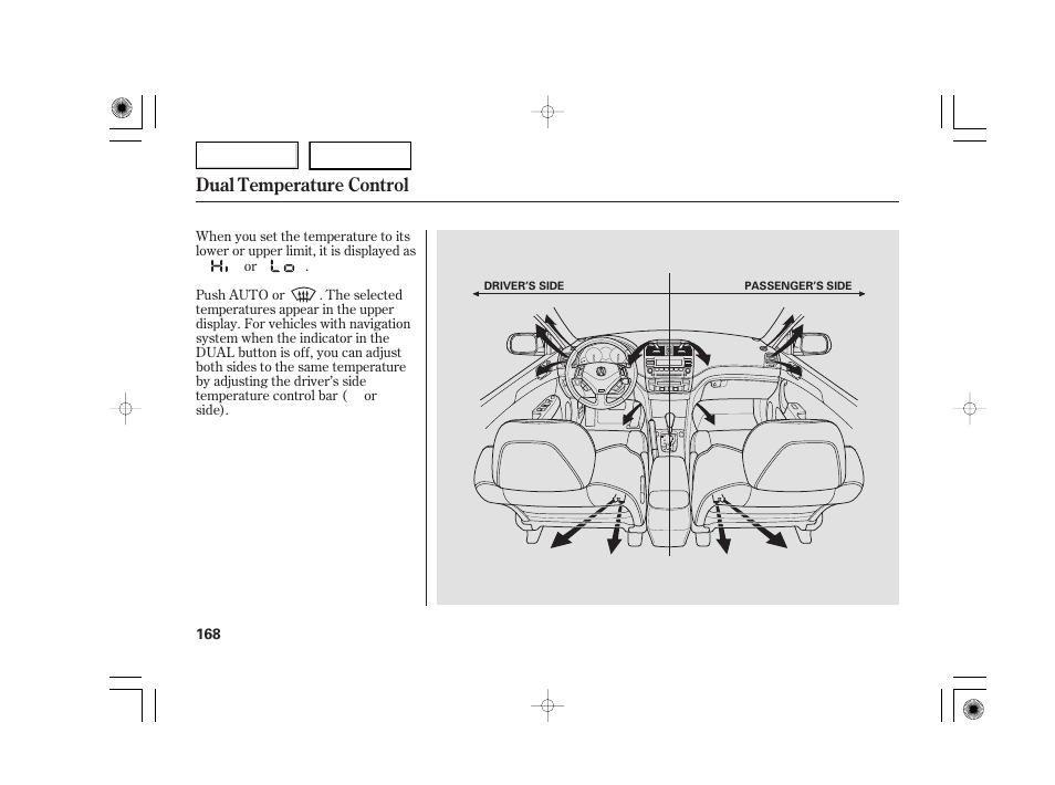 Dual temperature control | Acura 2007 TSX - Owner's Manual User Manual | Page 171 / 379