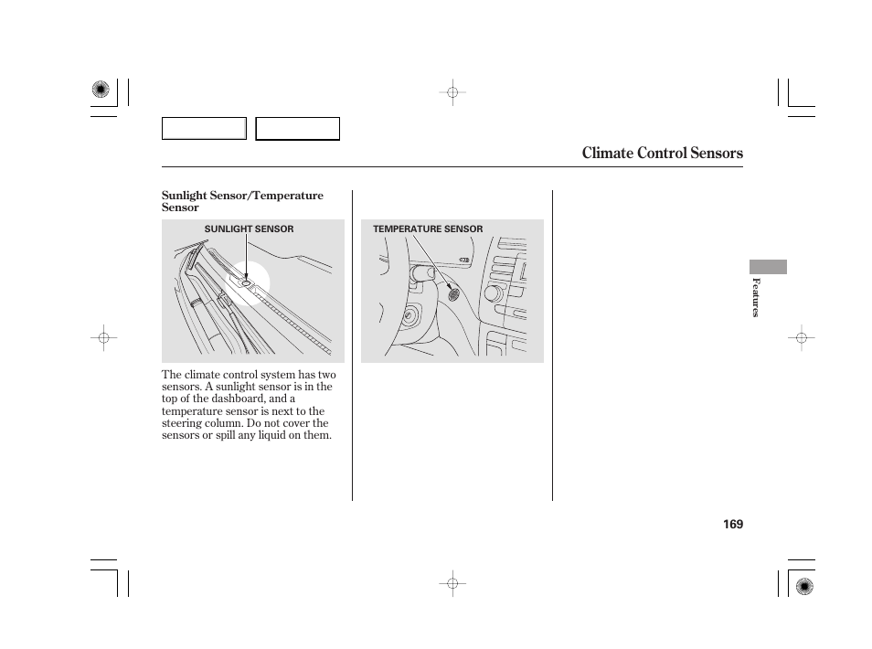 Climate control sensors | Acura 2007 TSX - Owner's Manual User Manual | Page 172 / 379