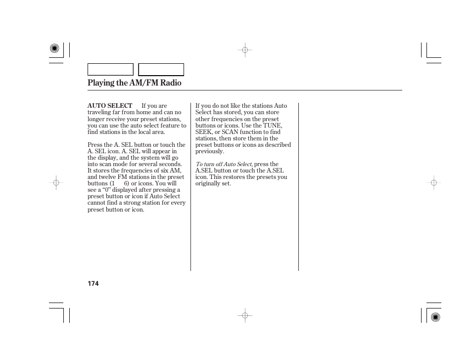 Playing the am/fm radio | Acura 2007 TSX - Owner's Manual User Manual | Page 177 / 379