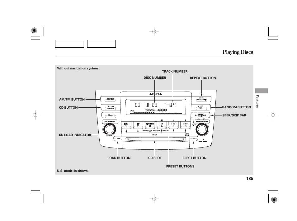 Playing discs | Acura 2007 TSX - Owner's Manual User Manual | Page 188 / 379