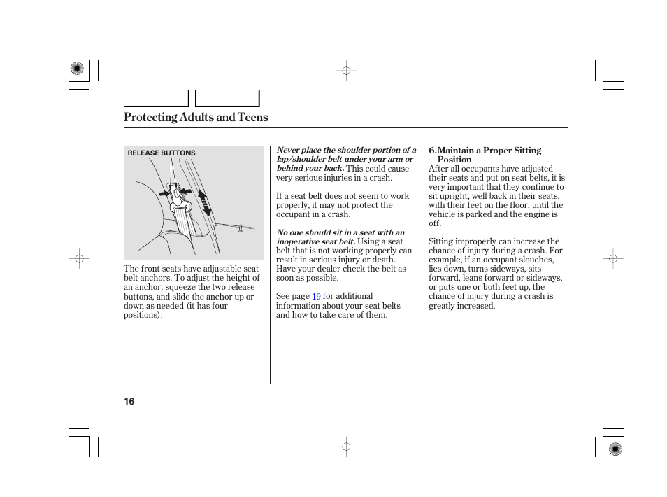 Protecting adults and teens | Acura 2007 TSX - Owner's Manual User Manual | Page 19 / 379