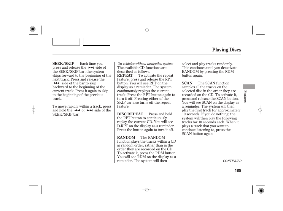 Playing discs | Acura 2007 TSX - Owner's Manual User Manual | Page 192 / 379