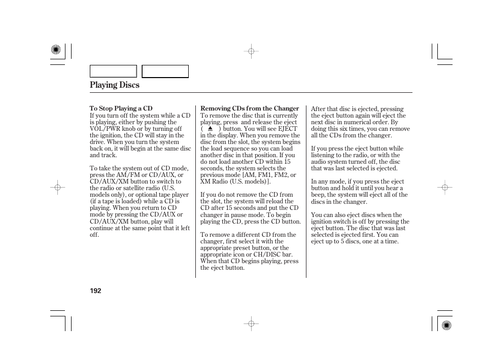 Playing discs | Acura 2007 TSX - Owner's Manual User Manual | Page 195 / 379