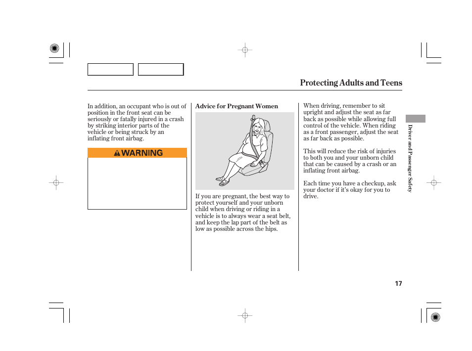 Protecting adults and teens | Acura 2007 TSX - Owner's Manual User Manual | Page 20 / 379