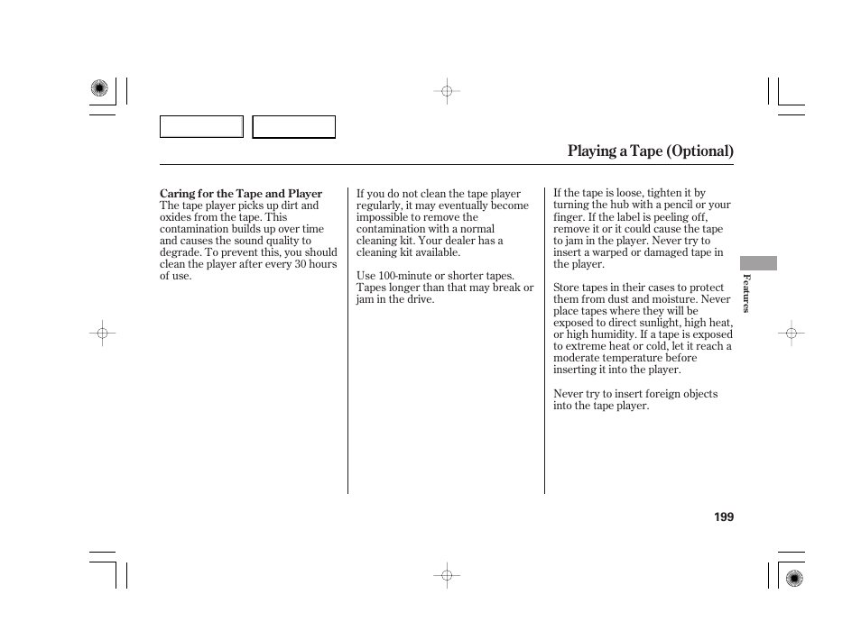Playing a tape (optional) | Acura 2007 TSX - Owner's Manual User Manual | Page 202 / 379