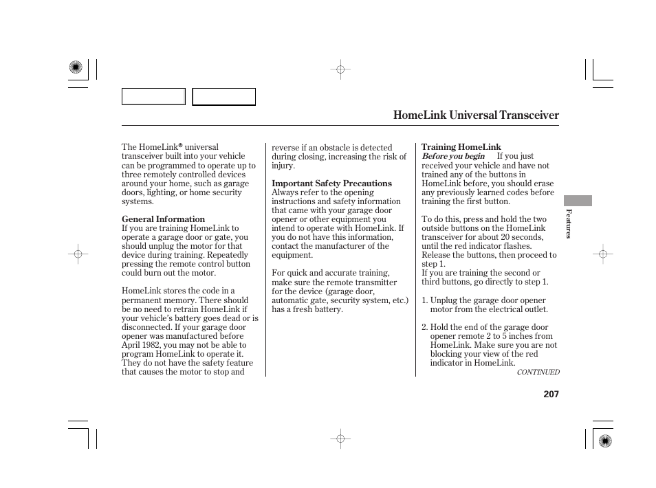 Homelink universal transceiver | Acura 2007 TSX - Owner's Manual User Manual | Page 210 / 379