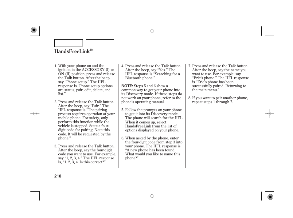 Handsfreelink | Acura 2007 TSX - Owner's Manual User Manual | Page 221 / 379