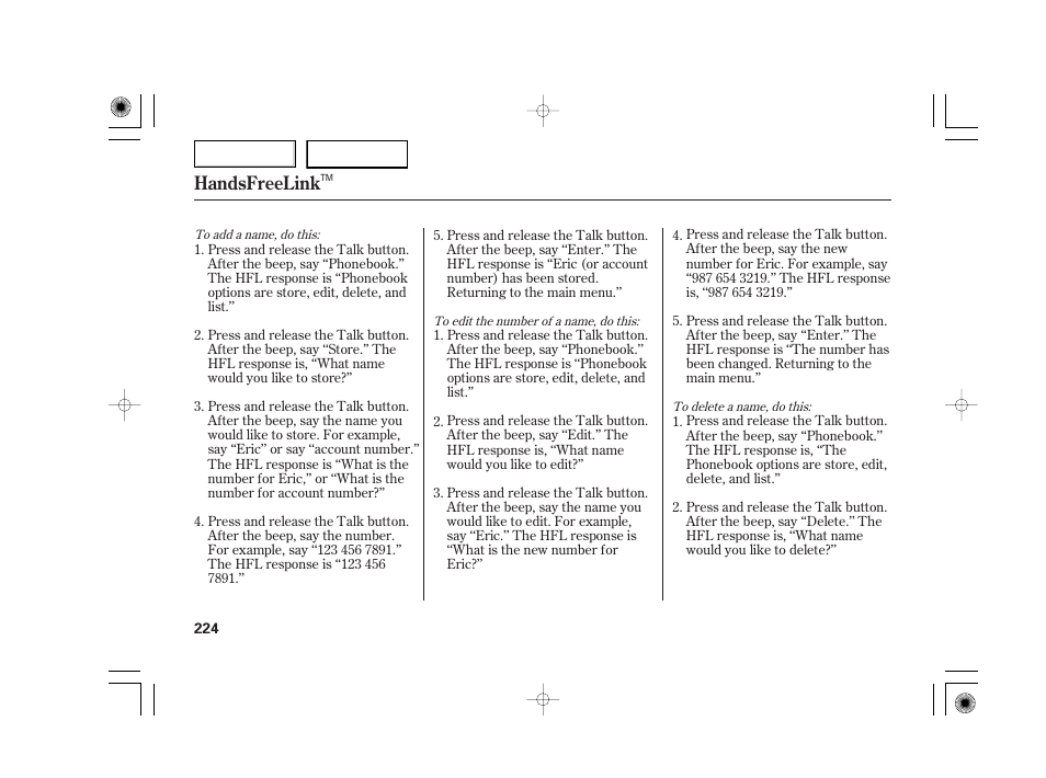 Handsfreelink | Acura 2007 TSX - Owner's Manual User Manual | Page 227 / 379