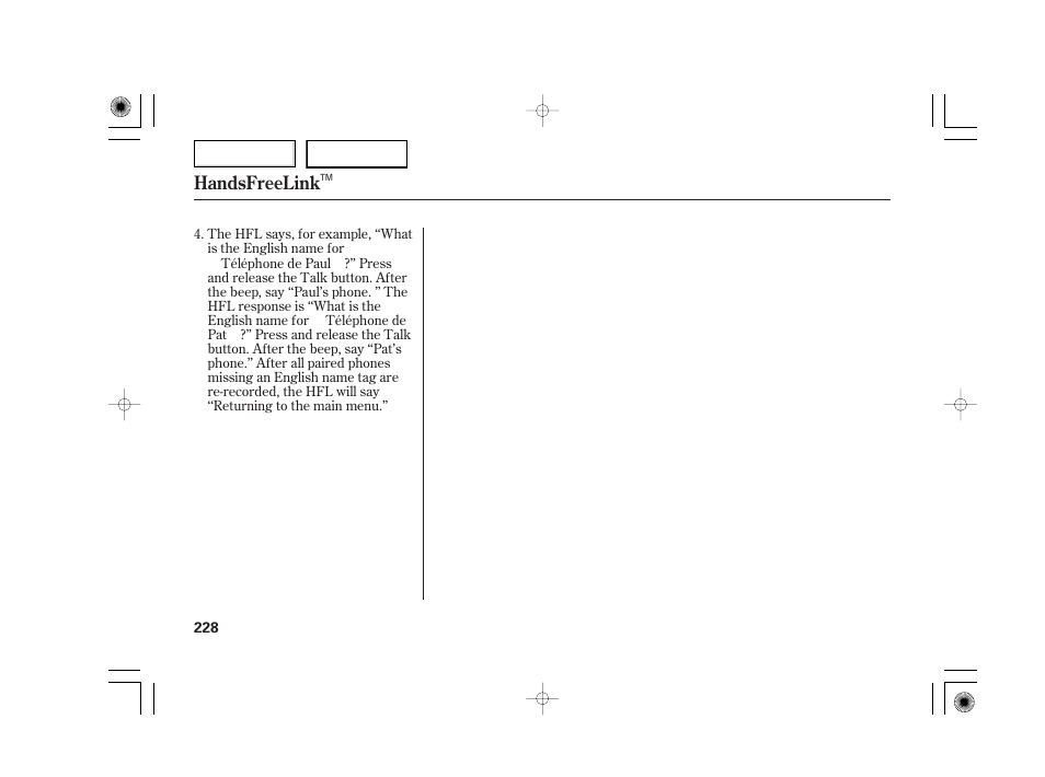 Handsfreelink | Acura 2007 TSX - Owner's Manual User Manual | Page 231 / 379