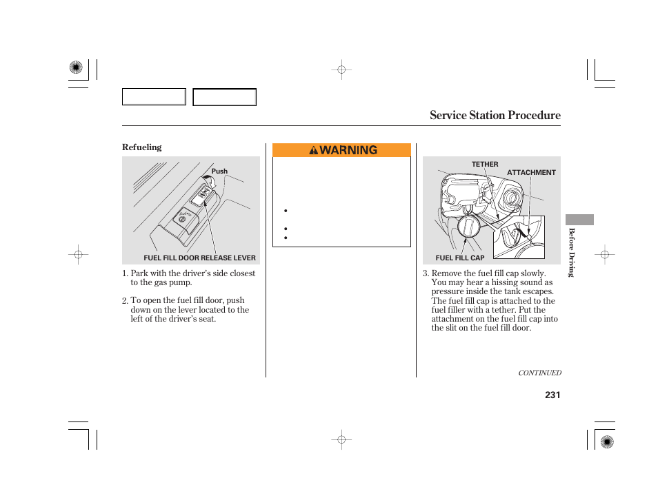Service station procedure | Acura 2007 TSX - Owner's Manual User Manual | Page 234 / 379
