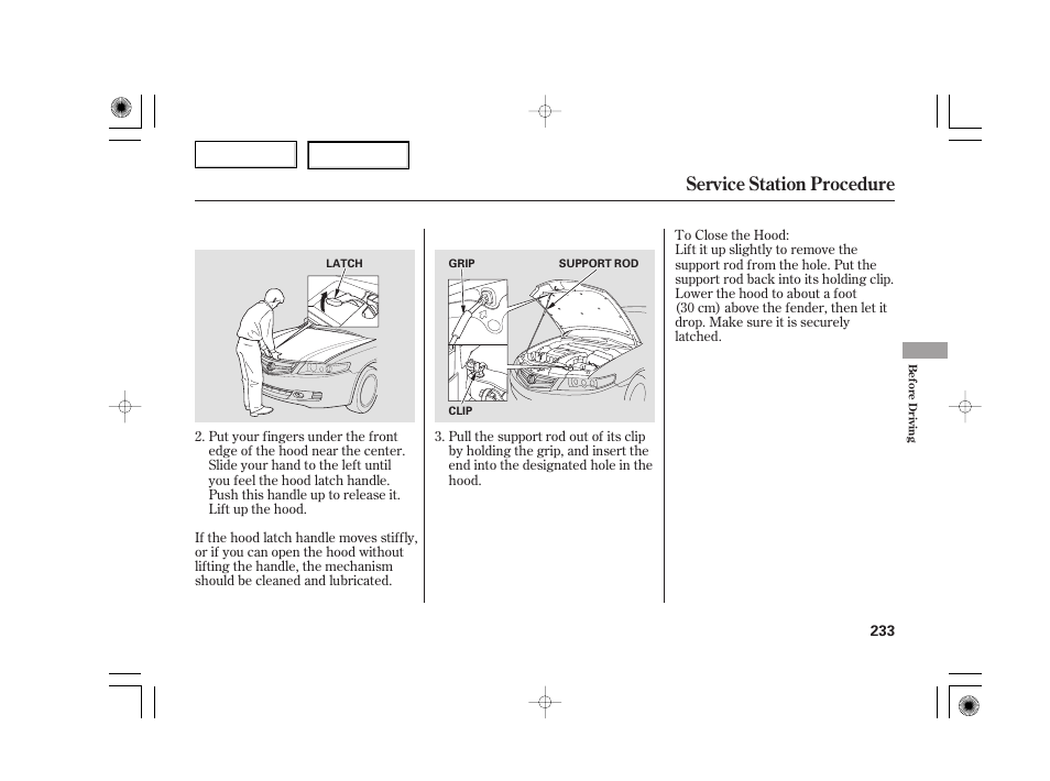 Service station procedure | Acura 2007 TSX - Owner's Manual User Manual | Page 236 / 379