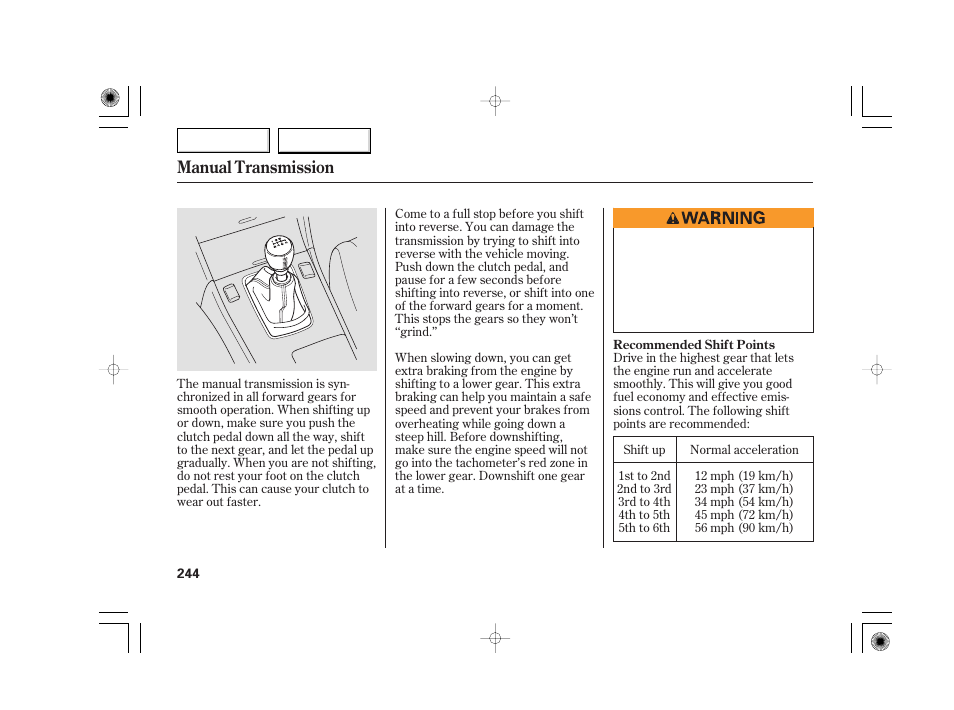 Manual transmission | Acura 2007 TSX - Owner's Manual User Manual | Page 247 / 379