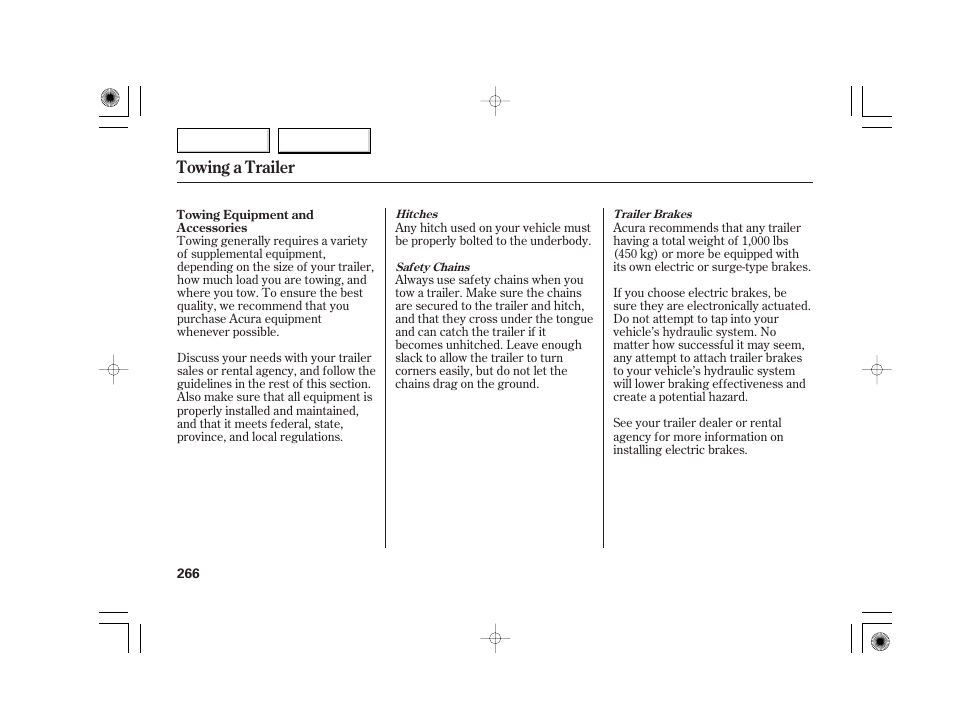 Towing a trailer | Acura 2007 TSX - Owner's Manual User Manual | Page 269 / 379