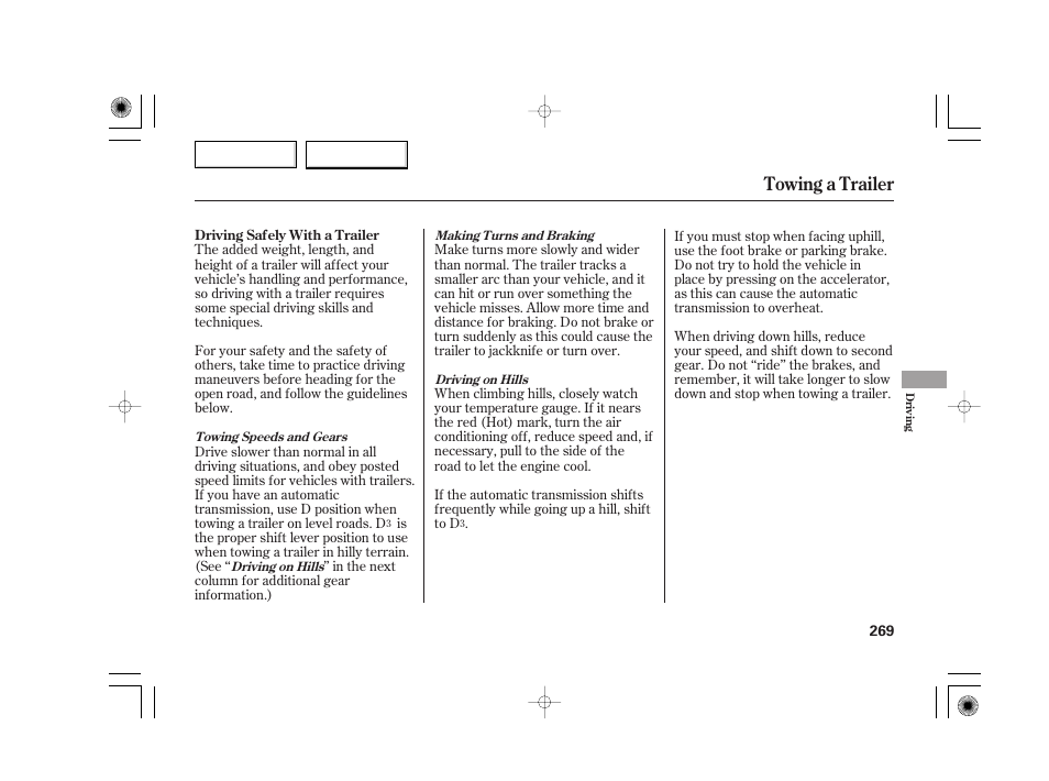 Towing a trailer | Acura 2007 TSX - Owner's Manual User Manual | Page 272 / 379