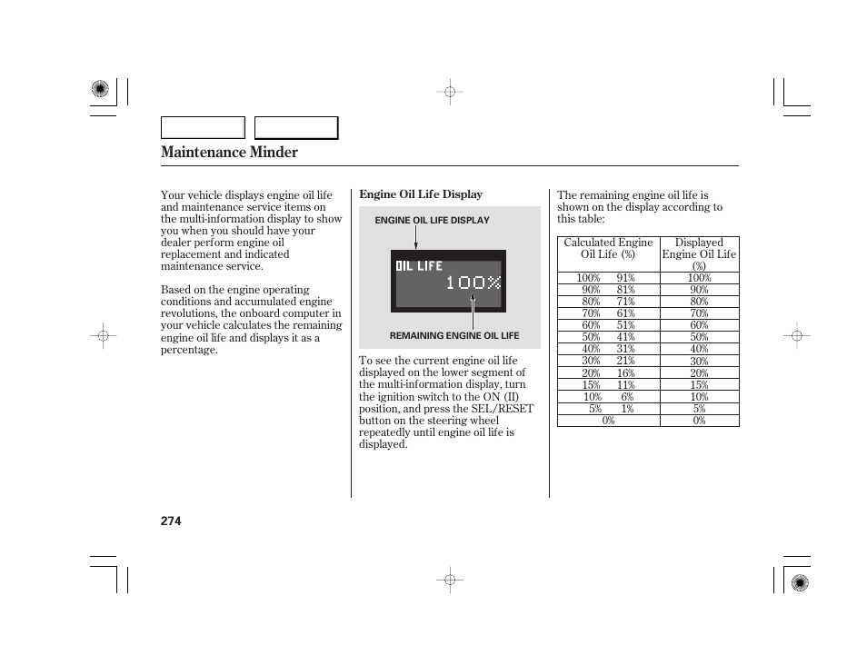 Maintenance minder | Acura 2007 TSX - Owner's Manual User Manual | Page 277 / 379