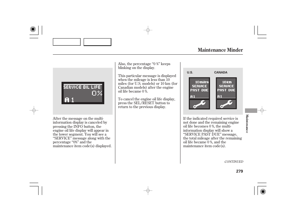 Maintenance minder | Acura 2007 TSX - Owner's Manual User Manual | Page 282 / 379