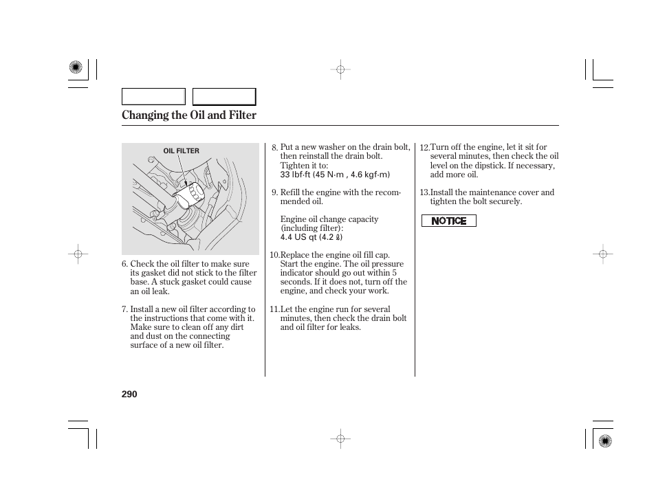 Changing the oil and filter | Acura 2007 TSX - Owner's Manual User Manual | Page 293 / 379