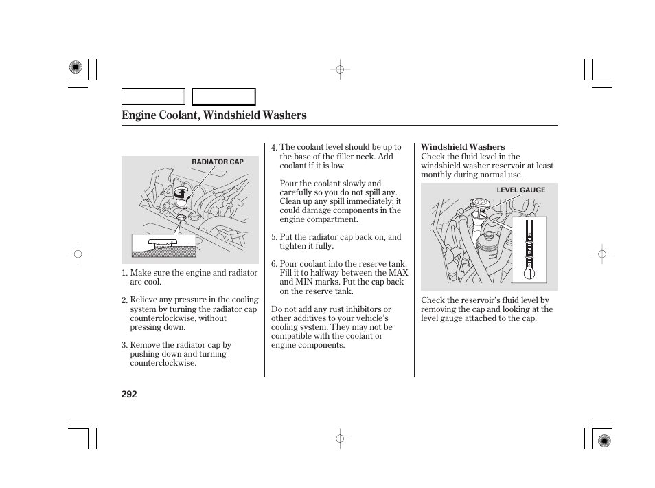 Engine coolant, windshield washers | Acura 2007 TSX - Owner's Manual User Manual | Page 295 / 379