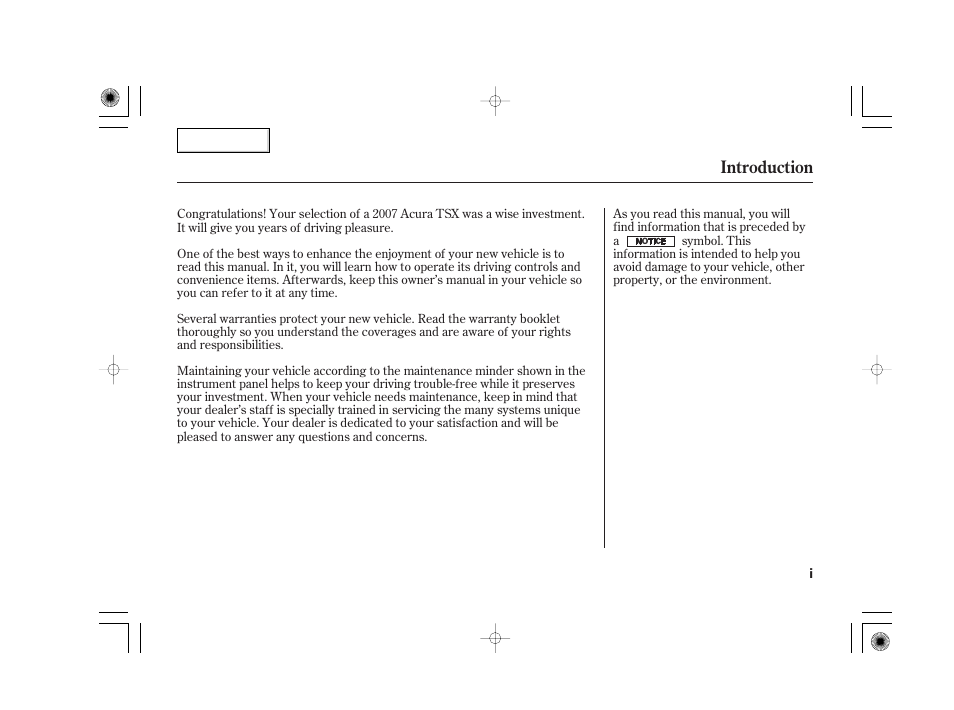 Introduction | Acura 2007 TSX - Owner's Manual User Manual | Page 3 / 379