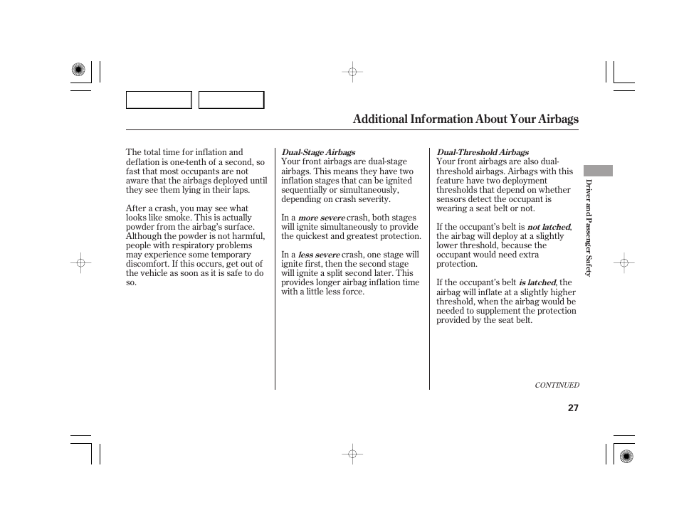 Additional information about your airbags | Acura 2007 TSX - Owner's Manual User Manual | Page 30 / 379