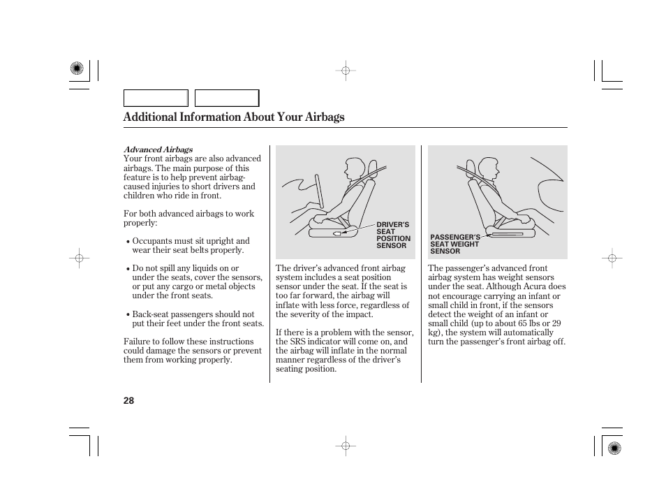 Additional information about your airbags | Acura 2007 TSX - Owner's Manual User Manual | Page 31 / 379