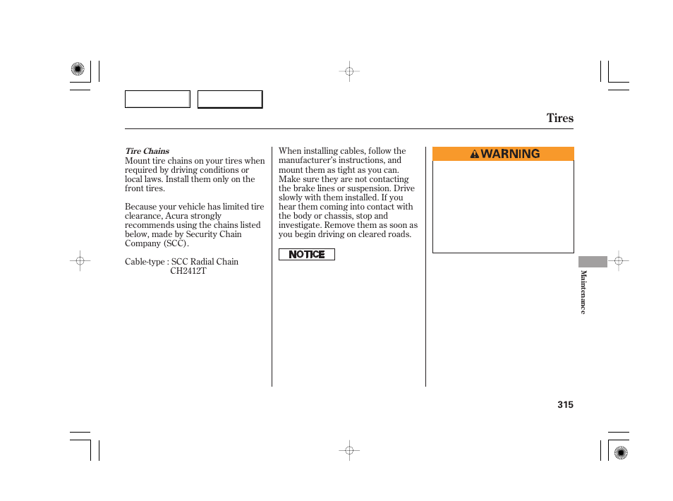 Tires | Acura 2007 TSX - Owner's Manual User Manual | Page 318 / 379