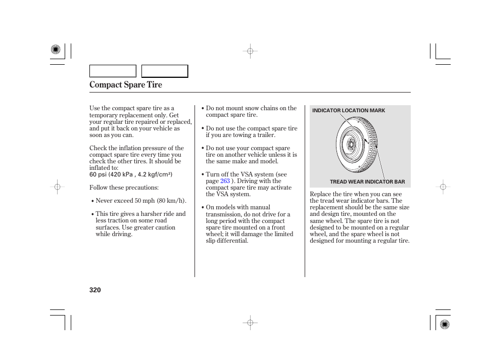 Compact spare tire | Acura 2007 TSX - Owner's Manual User Manual | Page 323 / 379