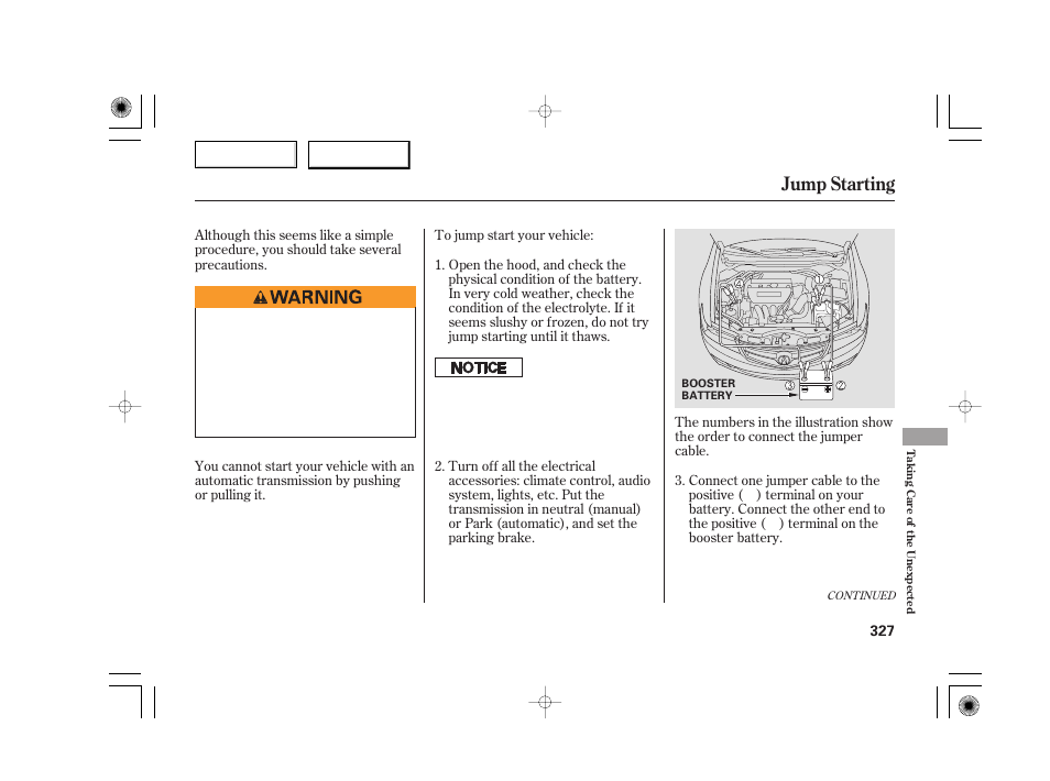 Jump starting | Acura 2007 TSX - Owner's Manual User Manual | Page 330 / 379